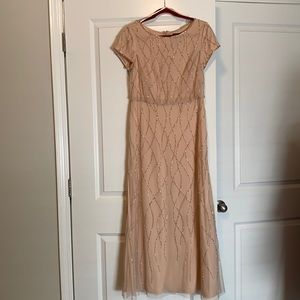 Adrianna Papell Pink Sequin Long Dress 6P